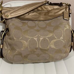 Coach Zoe Gold Signature Shoulder Bag
